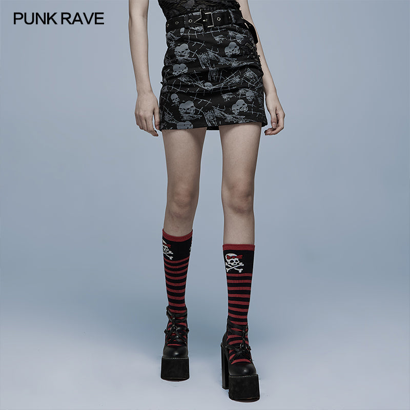 WQ-543BQF Goth skull printting skirt