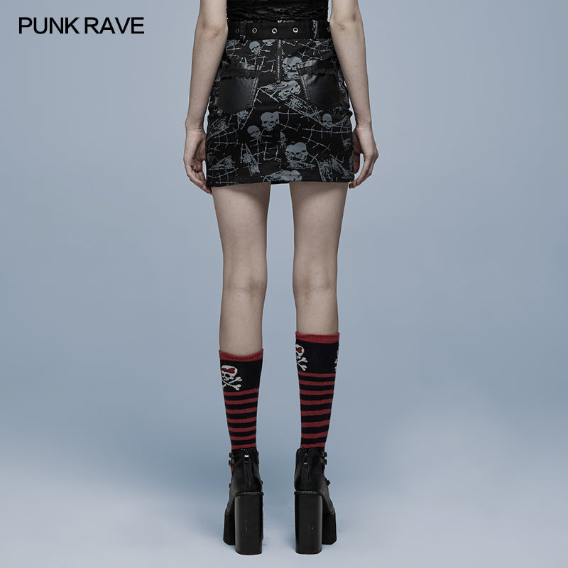 WQ-543BQF Goth skull printting skirt