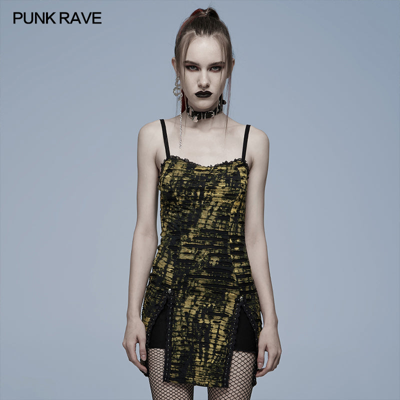 WQ-564LQF Gothic abstract print slip dress