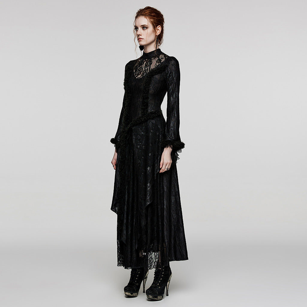 Goth elastic lace long dress WQ-643LQF