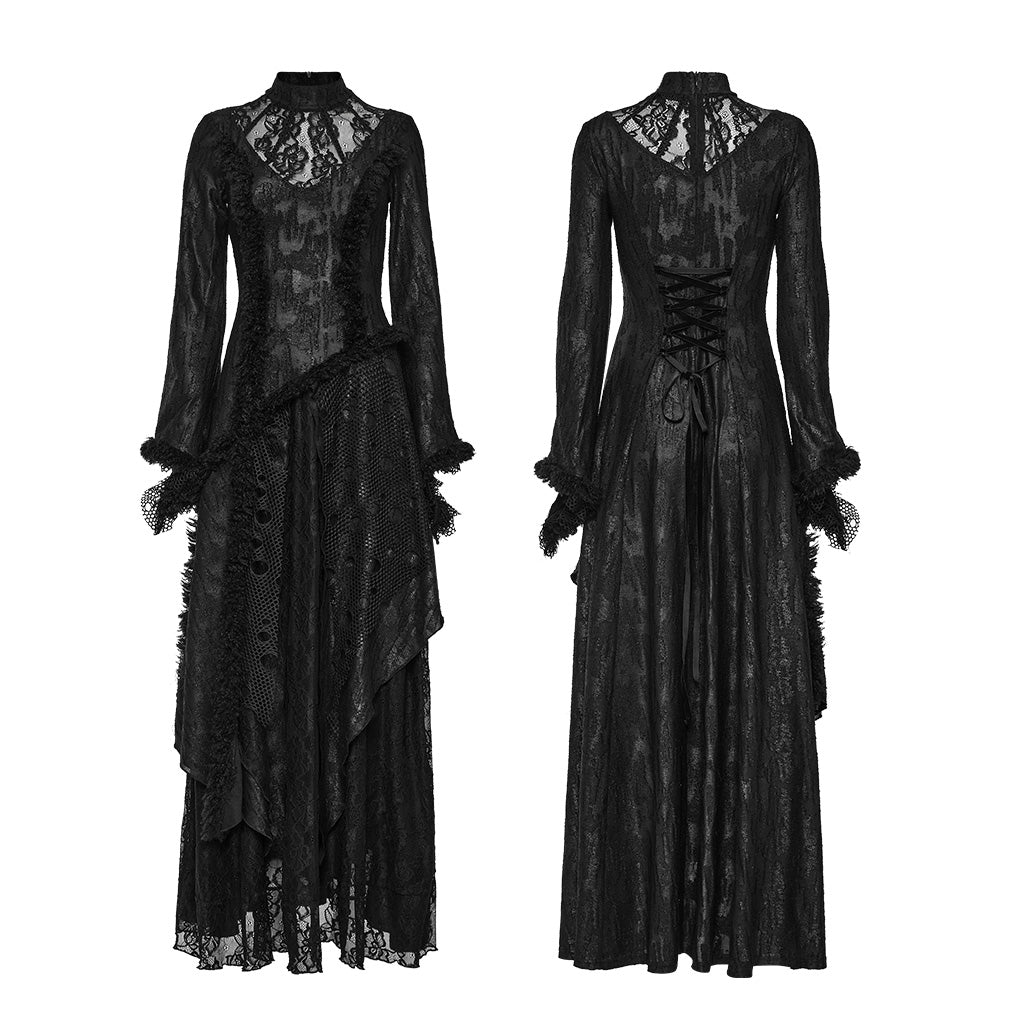 Goth elastic lace long dress WQ-643LQF