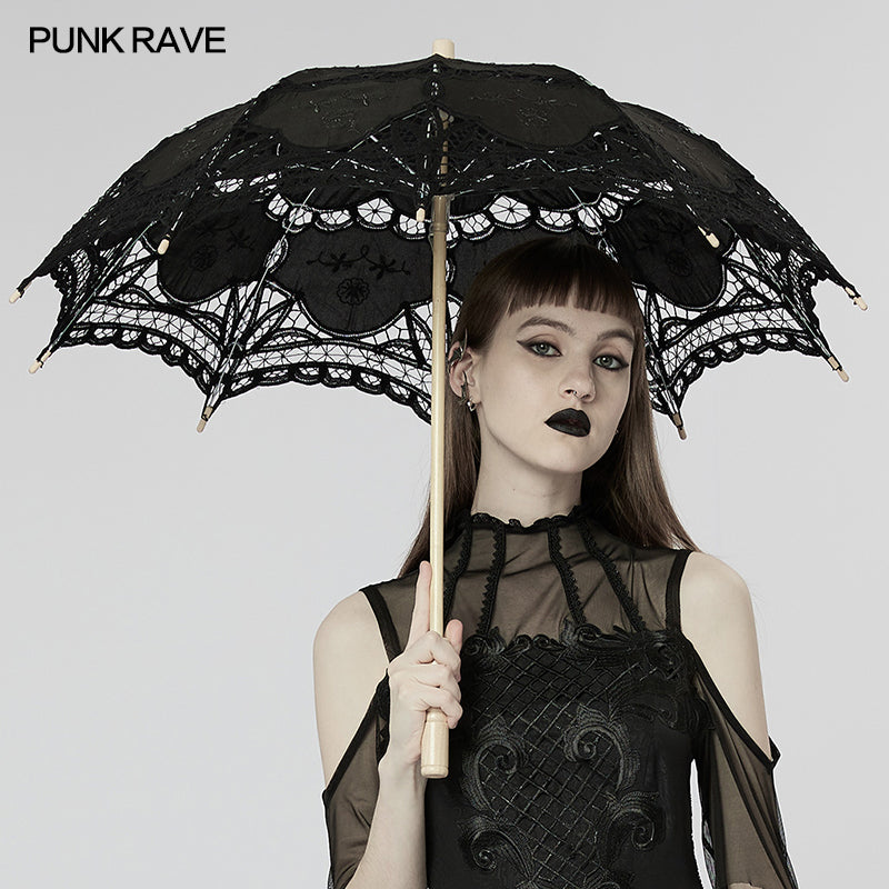 WS-549QTF Gothic cotton lace umbrella