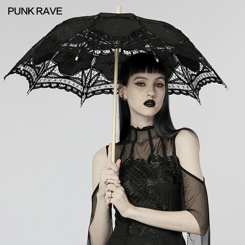 WS-549QTF Gothic cotton lace umbrella