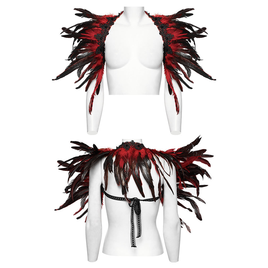 Gothic faux feather shoulder accessory WS-551DQF - Punk Rave Original Designer Clothing