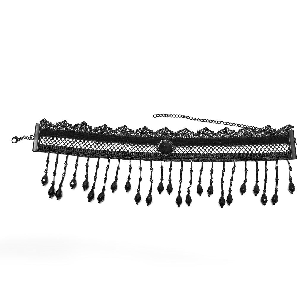 GOTH Pearl Tassel Choker WS-581LHF - Punk Rave Original Designer Clothing