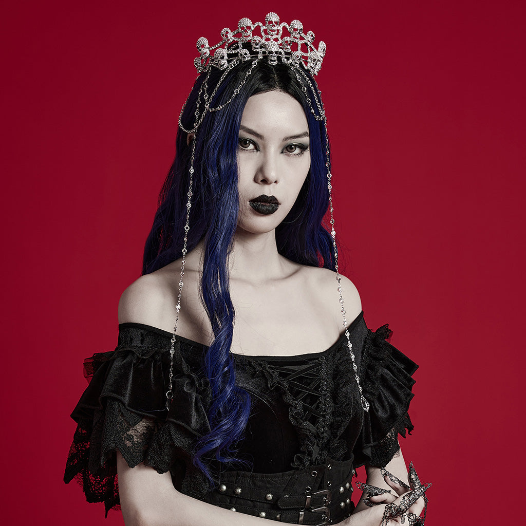 Rhinestones alloy skull crown headwear WS-605FSF