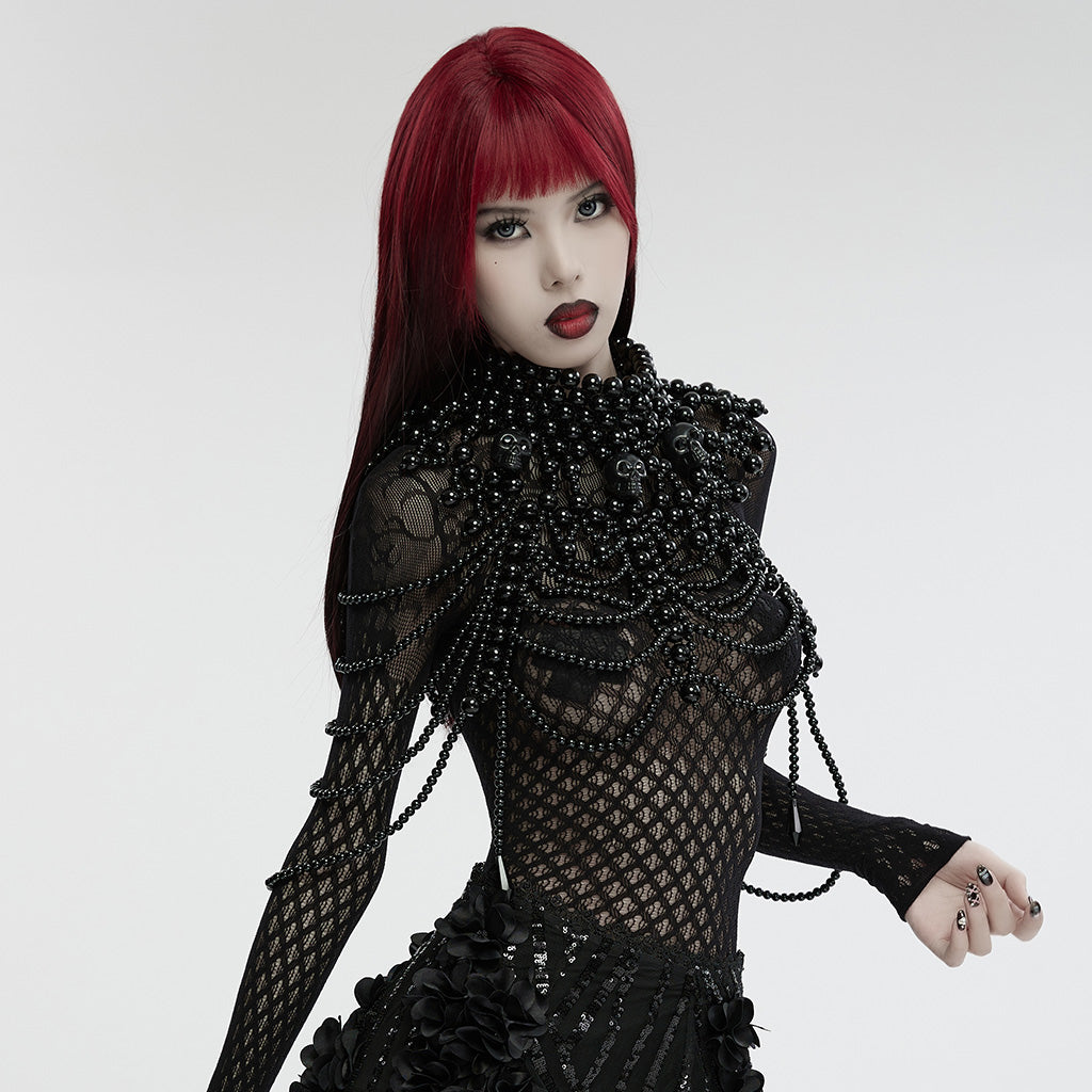 Gothic Skull Beaded Neck Cover WS-739