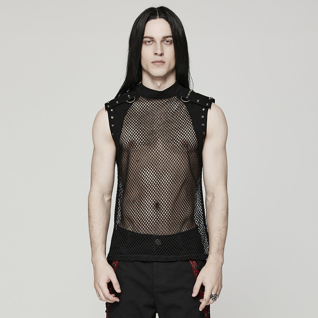 Punk mesh Translucent men Vest WT-620DQM WT-620BXM - Punk Rave Original Designer Clothing