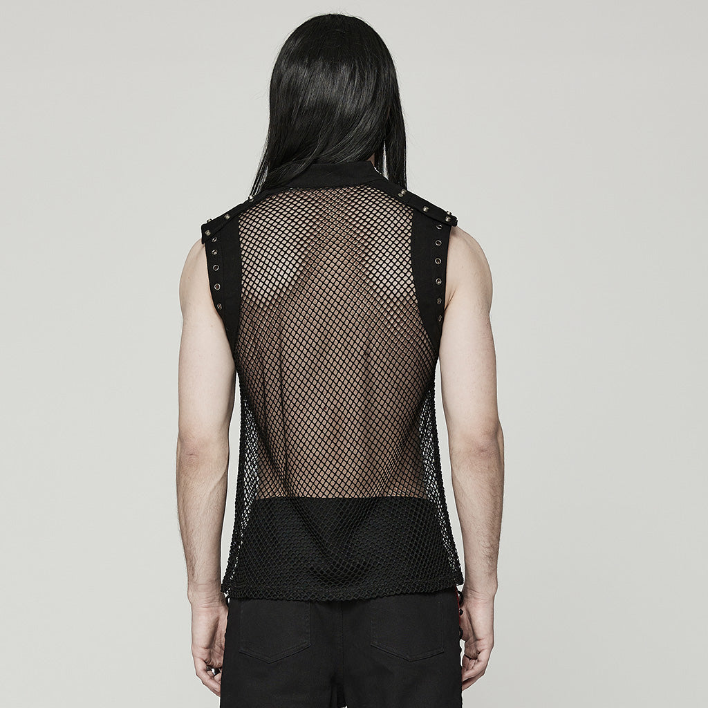 Punk mesh Translucent men Vest WT-620DQM WT-620BXM - Punk Rave Original Designer Clothing