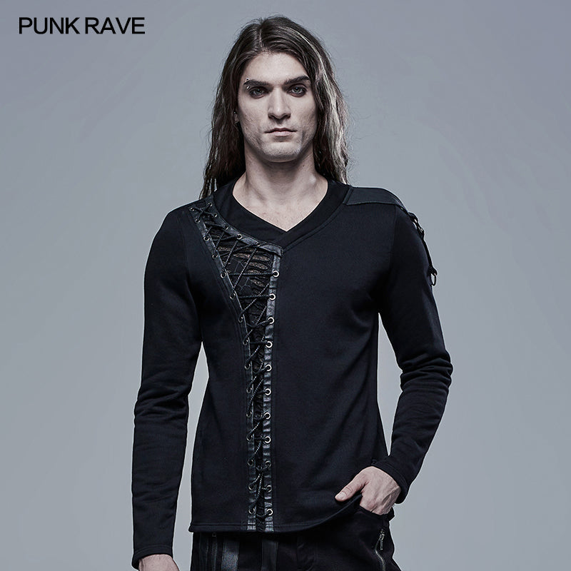 WT-684TCM Gothic V-Neck Long Sleeve T-sleeve