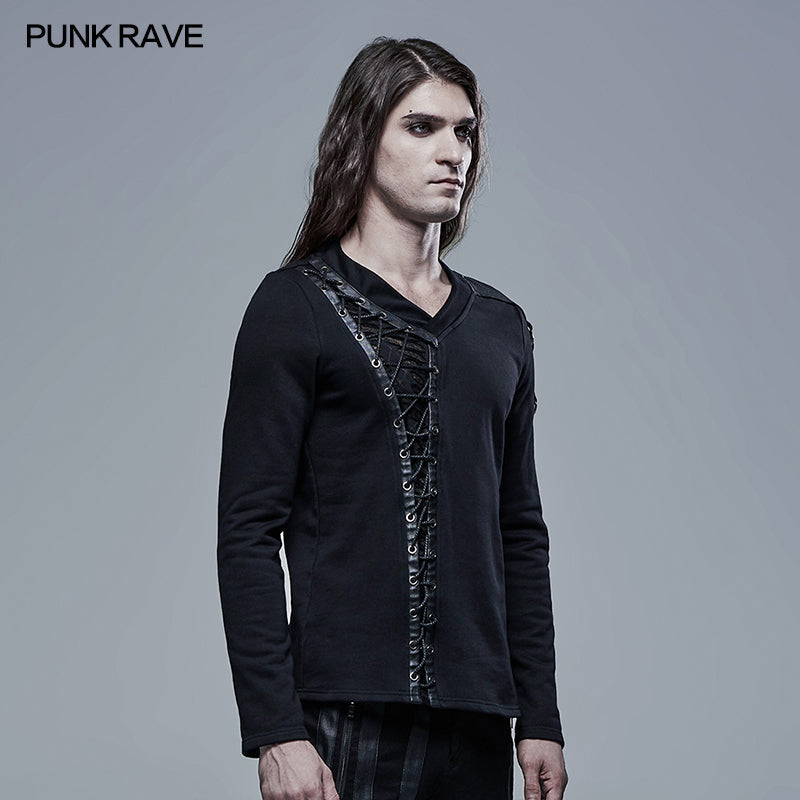 WT-684TCM Gothic V-Neck Long Sleeve T-sleeve