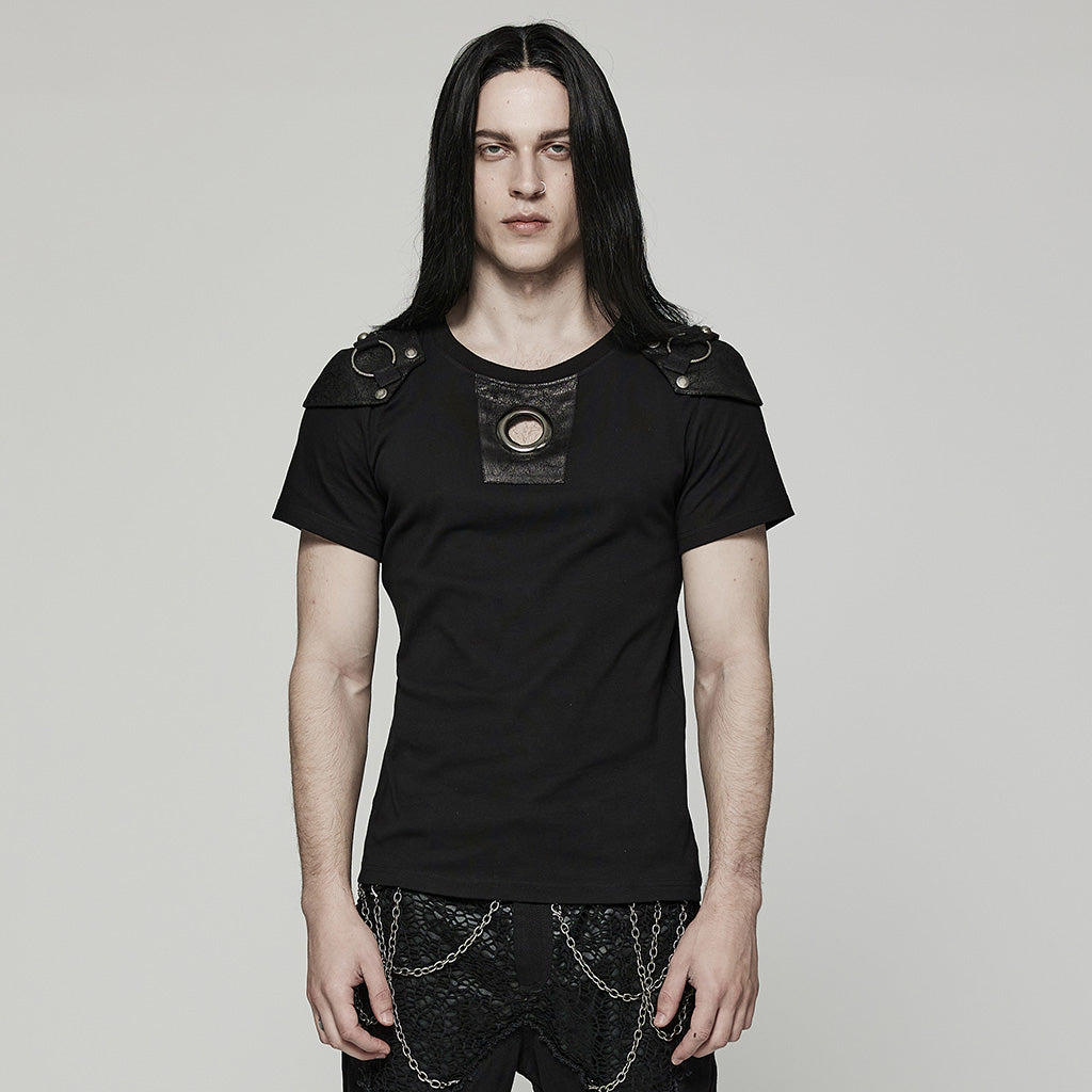 Punk detachable armor decoration Men's T-shirt WT-790TDM - Punk Rave Original Designer Clothing