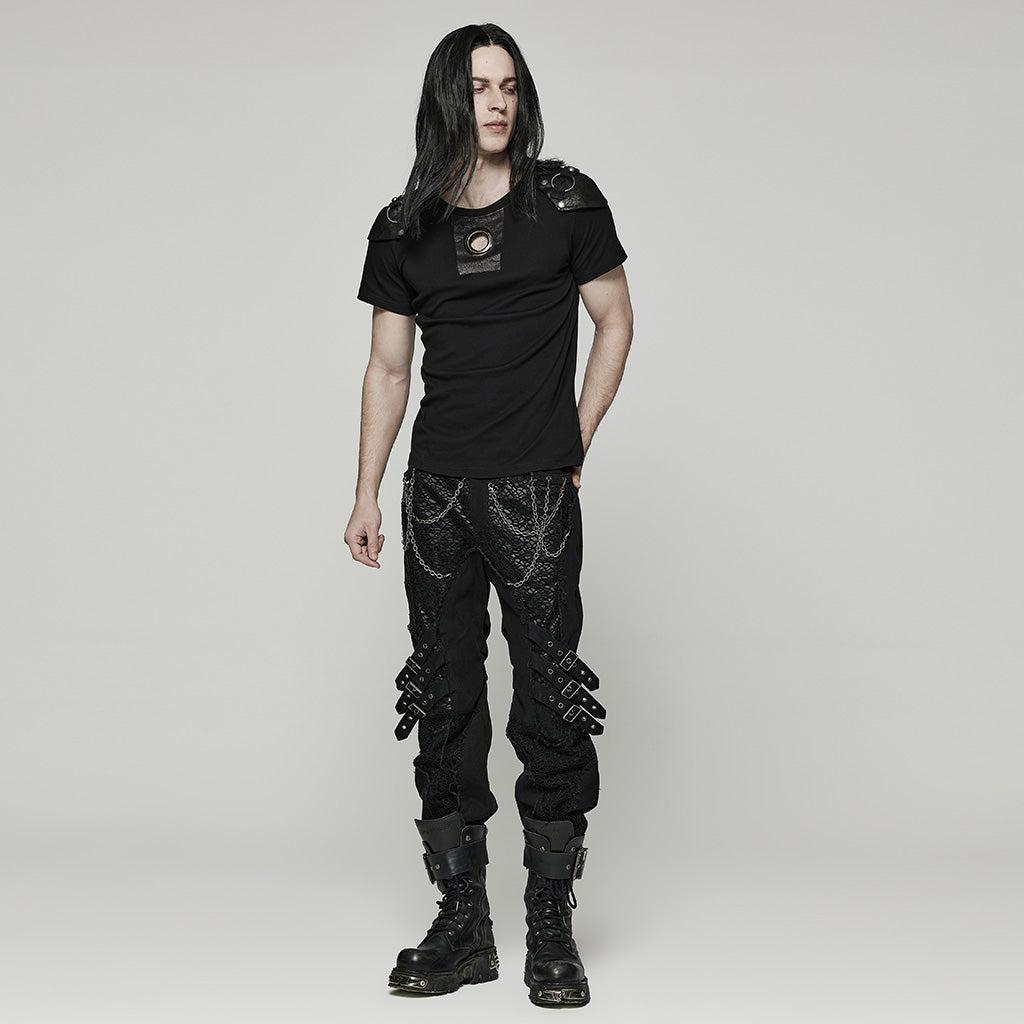 Punk detachable armor decoration Men's T-shirt WT-790TDM - Punk Rave Original Designer Clothing