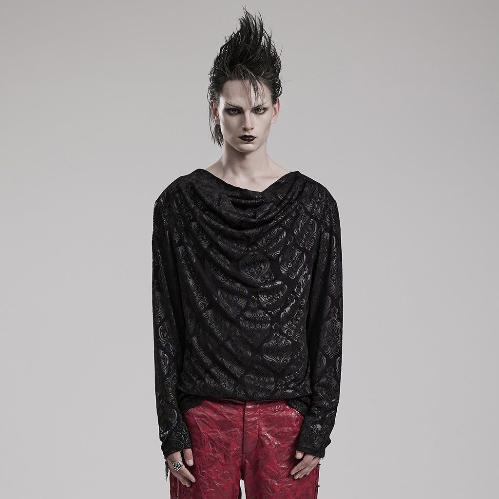 Goth piled collar elastic knitted fabric T-shirt WT-827TCM - Punk Rave Original Designer Clothing