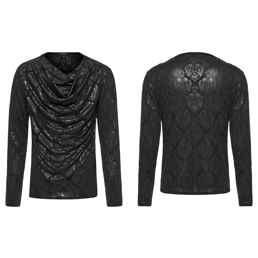 Goth piled collar elastic knitted fabric T-shirt WT-827TCM - Punk Rave Original Designer Clothing