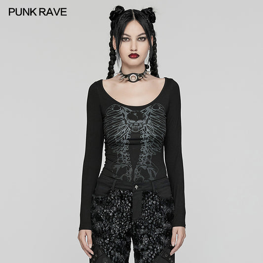 Backbone chain Punk long sleeve T-shirt WT-945