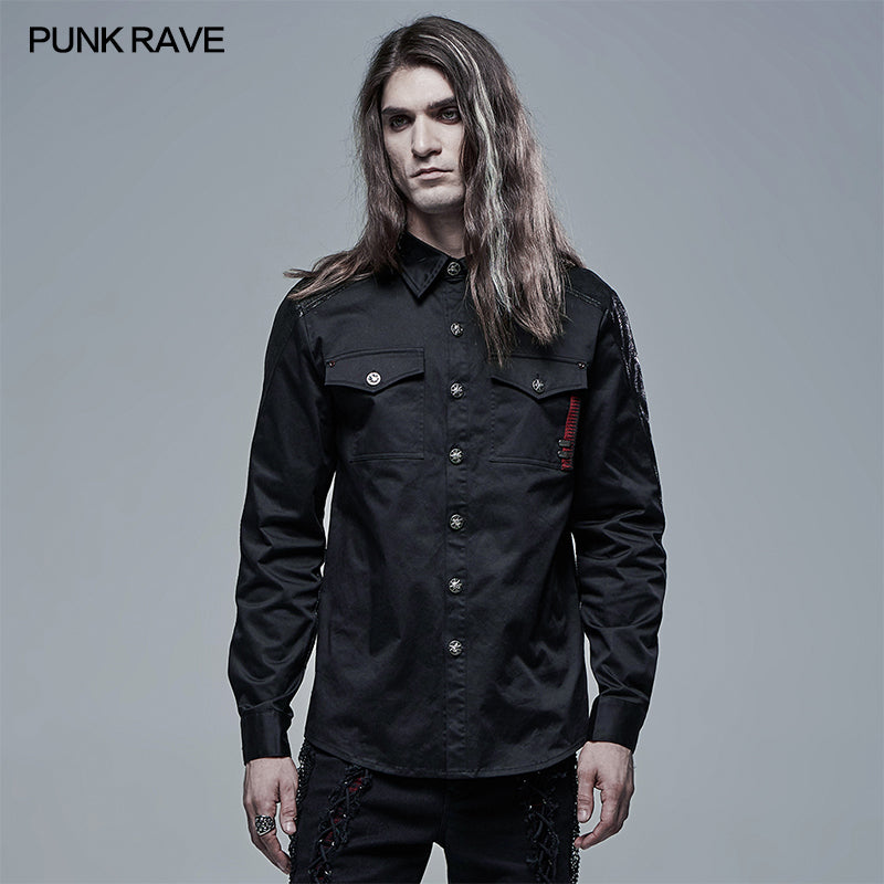 WY-1342CCM Goth Spliced Shirt