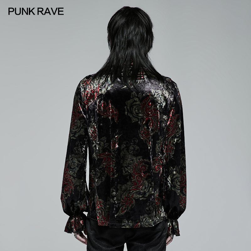 WY-1364CCM Goth Printed Velvet Long Sleeve T-shirt