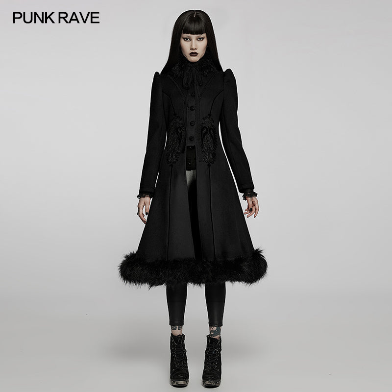 WY-1414ECF Goth gorgeous faux wool long coat