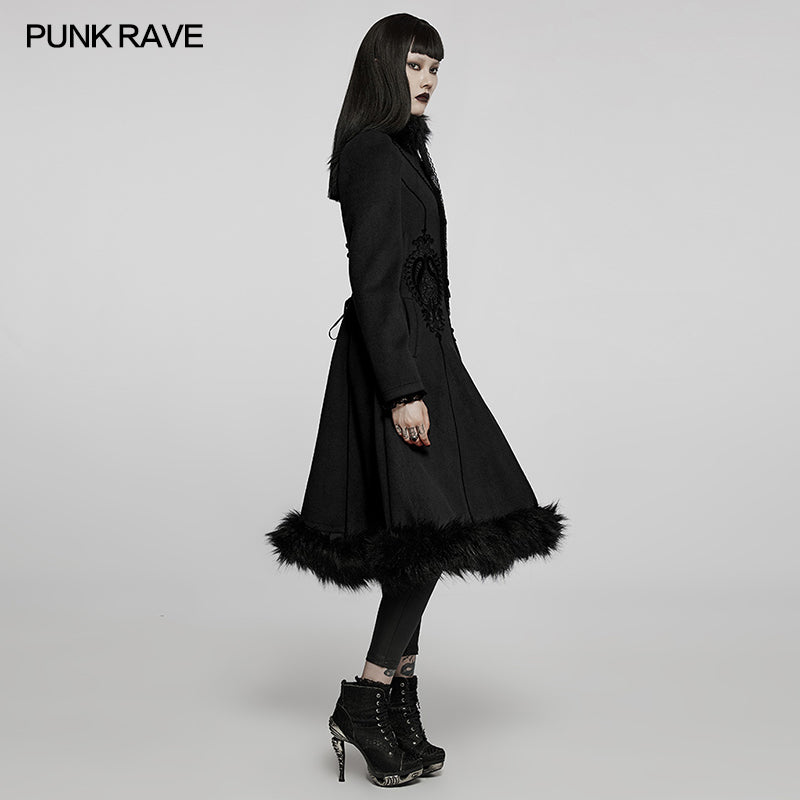 WY-1414ECF Goth gorgeous faux wool long coat