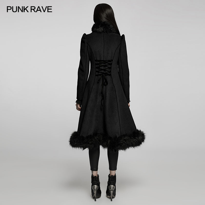 WY-1414ECF Goth gorgeous faux wool long coat
