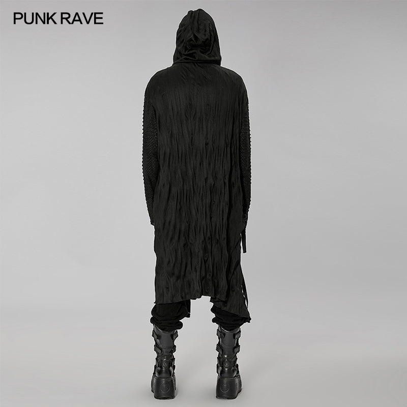 WY-1425XCM Dark pleated knitted long coat