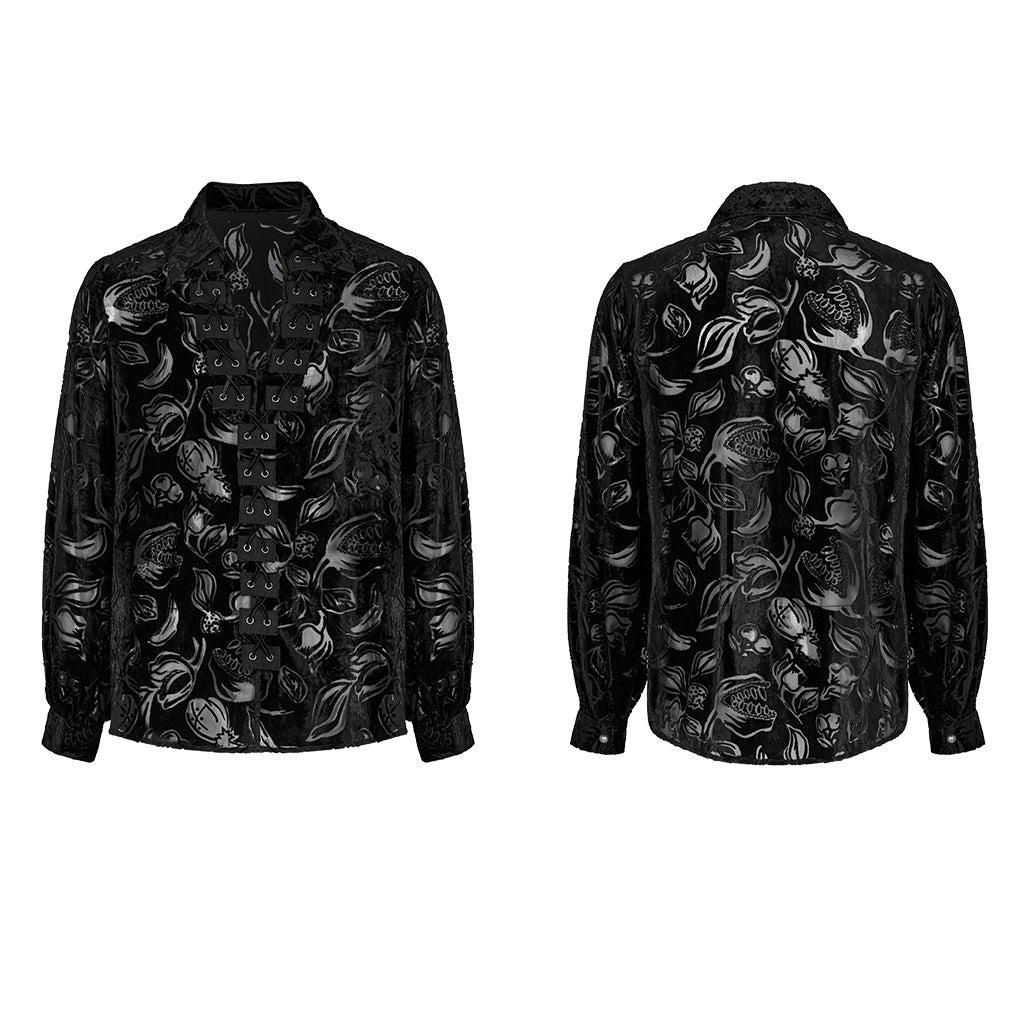 Goth piranha pattern velvet shirt WY-1468CCM - Punk Rave Original Designer Clothing