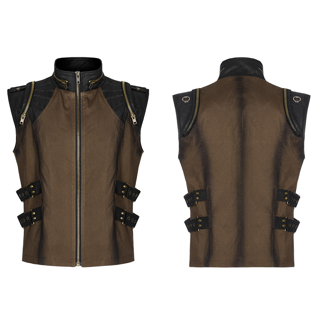 Stand collar zippers Men's Punk Vest WY-1478MJM WY-1478DQM - Punk Rave Original Designer Clothing