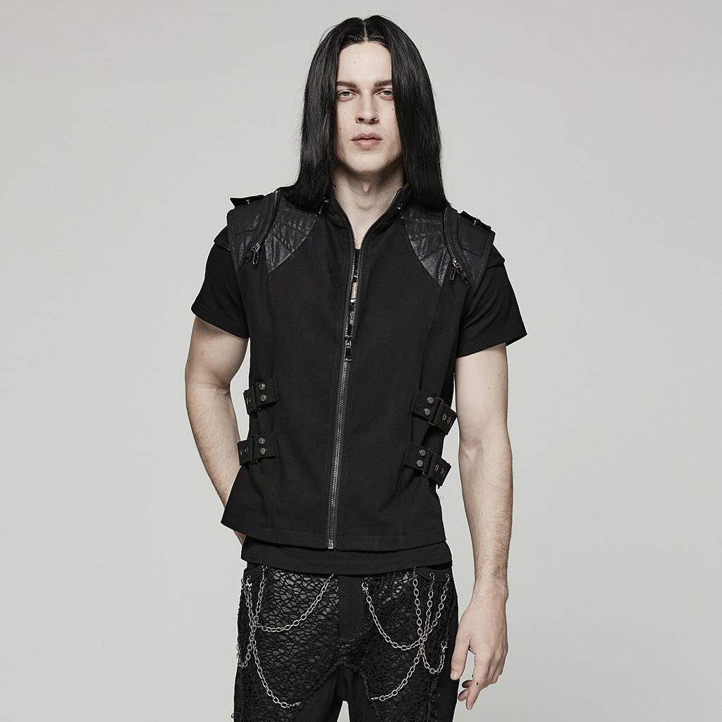 Stand collar zippers Men's Punk Vest WY-1478MJM WY-1478DQM - Punk Rave Original Designer Clothing