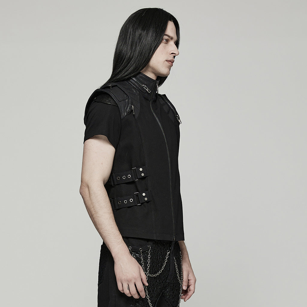 Stand collar zippers Men's Punk Vest WY-1478MJM WY-1478DQM - Punk Rave Original Designer Clothing