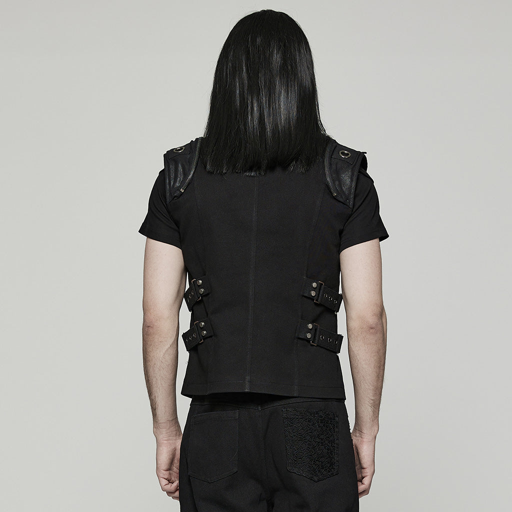 Stand collar zippers Men's Punk Vest WY-1478MJM WY-1478DQM - Punk Rave Original Designer Clothing