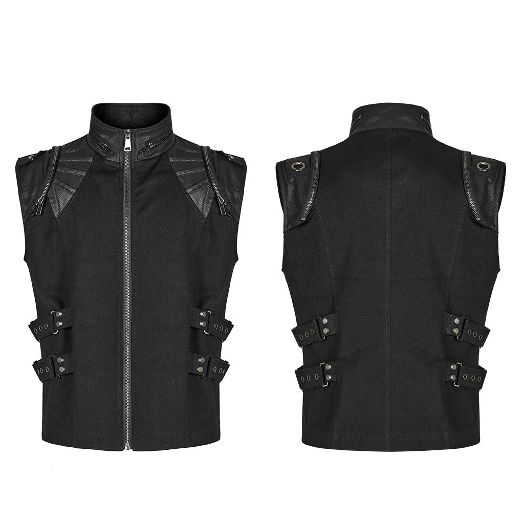 Stand collar zippers Men's Punk Vest WY-1478MJM WY-1478DQM - Punk Rave Original Designer Clothing