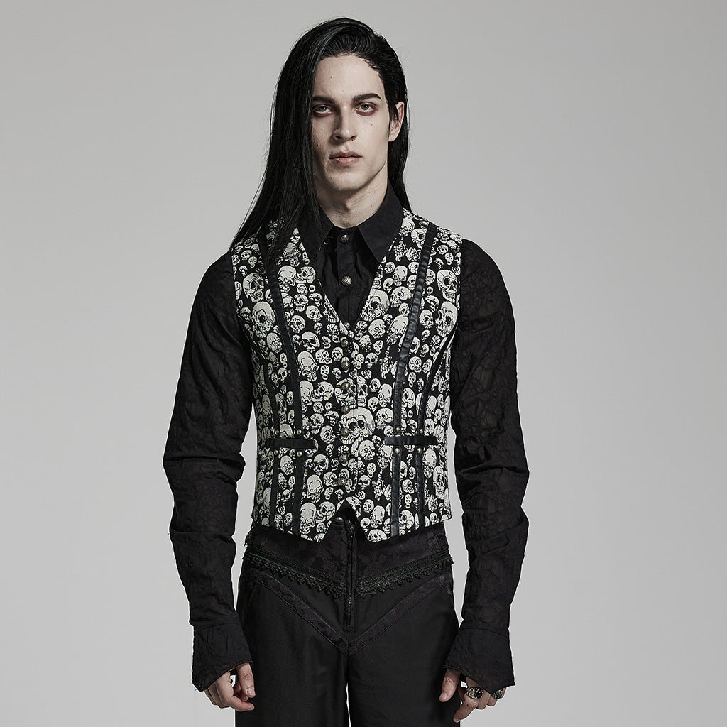 Goth skull pattern waistcoat WY-1505MJM - Punk Rave Original Designer Clothing