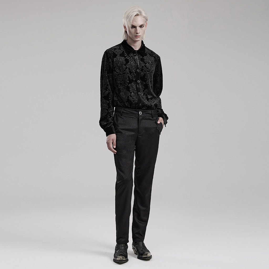 Goth Embossed Velvet Men Shirt WY-1541CCM - Punk Rave Original Designer Clothing