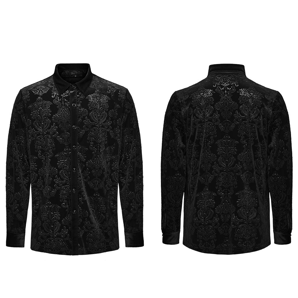 Goth Embossed Velvet Men Shirt WY-1541CCM - Punk Rave Original Designer Clothing