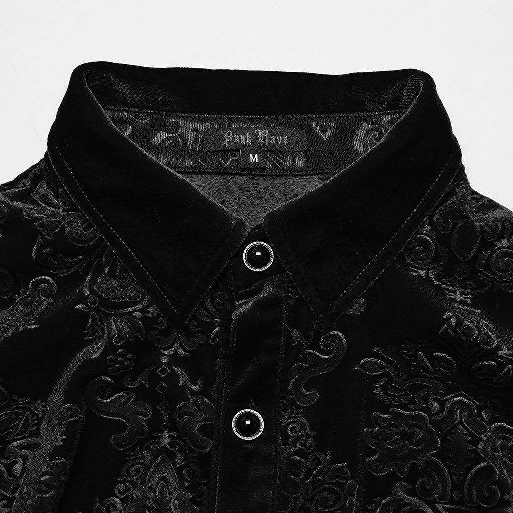 Goth Embossed Velvet Men Shirt WY-1541CCM - Punk Rave Original Designer Clothing