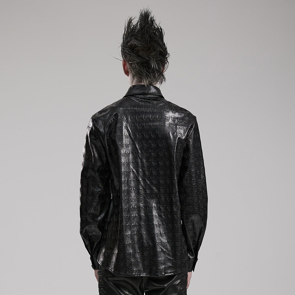 Goth Skull Embossed PU Shirt WY-1550CCM - Punk Rave Original Designer Clothing