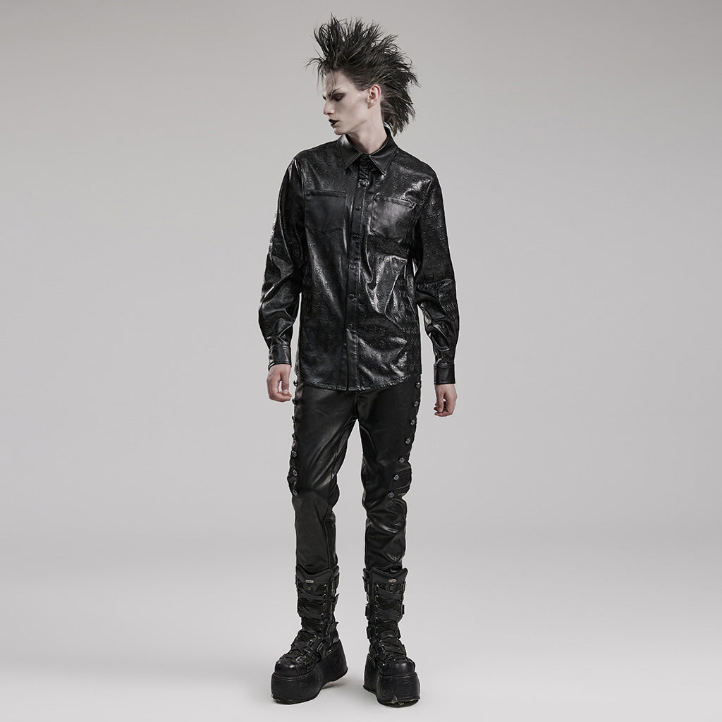 Goth Skull Embossed PU Shirt WY-1550CCM - Punk Rave Original Designer Clothing