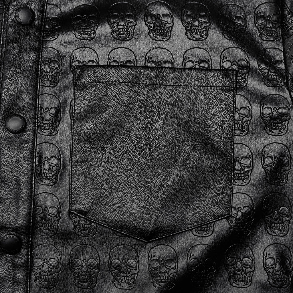 Goth Skull Embossed PU Shirt WY-1550CCM