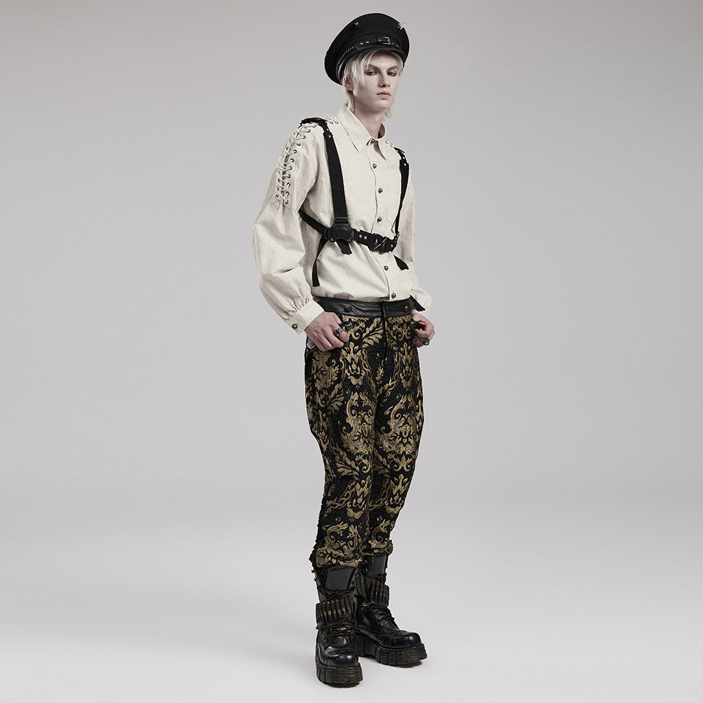 Goth shoulders drawstring shirt WY-1551CCM - Punk Rave Original Designer Clothing