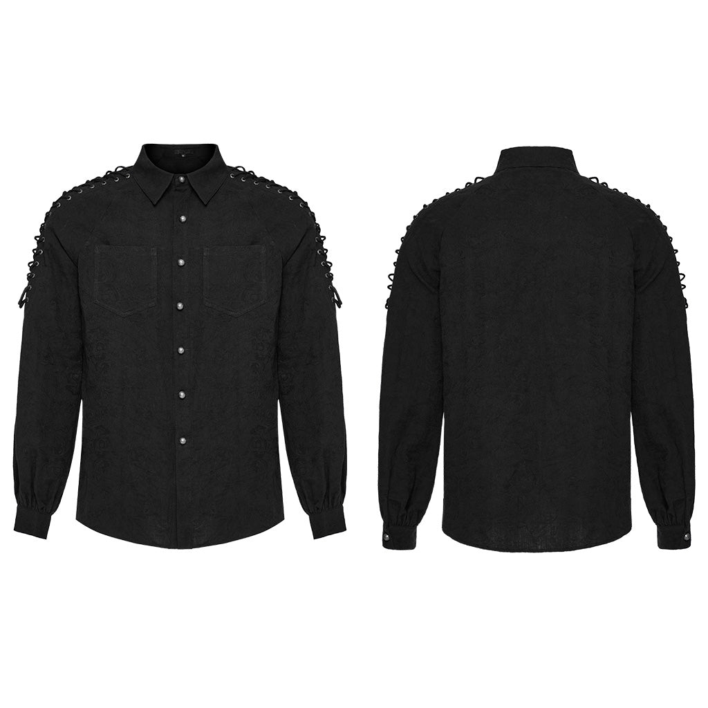 Shoulders Eyelet drawstring Goth shirt WY-1551CCM - Punk Rave Original Designer Clothing