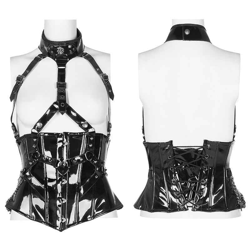 WY-1343SYF Gothic patent leather corset