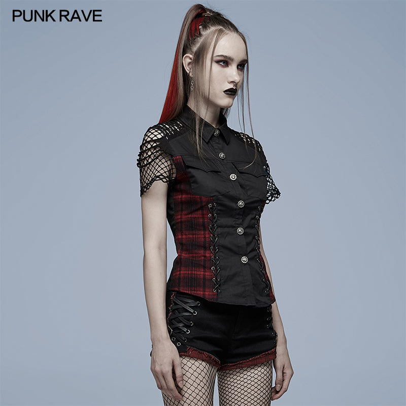 WY-1355CDF Personalized punk Red Plaid Shirt