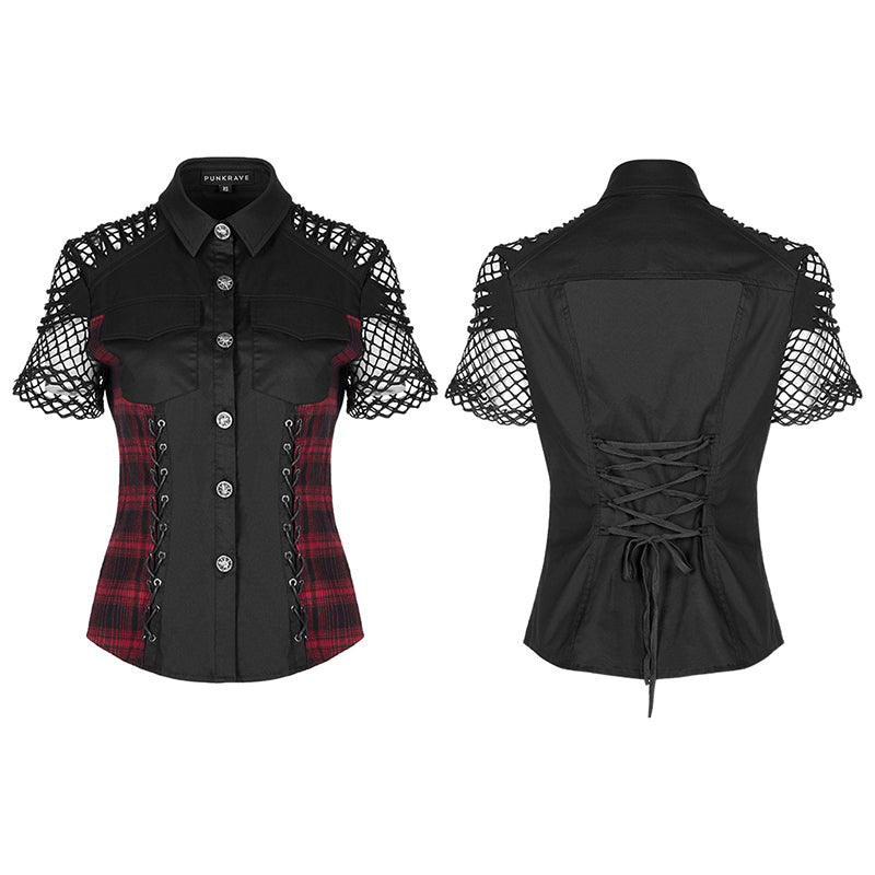 WY-1355CDF Personalized punk Red Plaid Shirt
