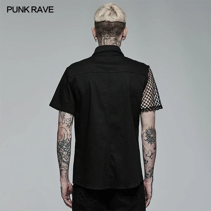 WY-1376CDM Punk asymmetric stitching shirt – Punk Rave Original ...