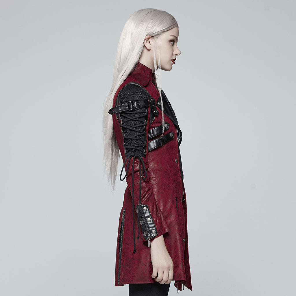 Popular Punk Rave Jacket Y-349 Studded Special Hot Fit Leather Long Gothic Coat