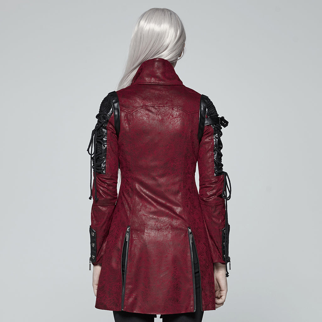 Popular Punk Rave Jacket Y-349 Studded Special Hot Fit Leather Long Gothic Coat
