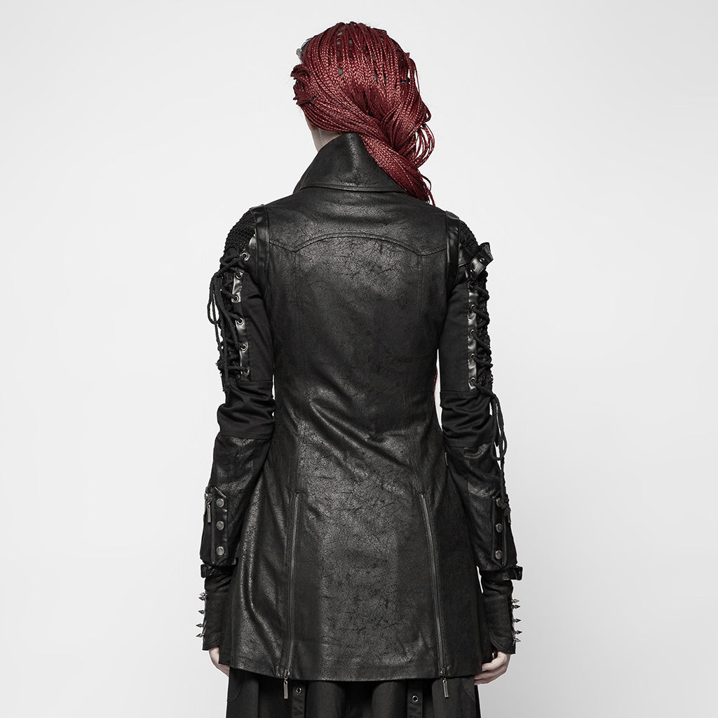 Popular Punk Rave Jacket Y-349 Studded Special Hot Fit Leather Long Gothic Coat