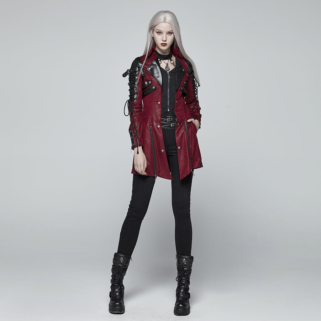 Popular Punk Rave Jacket Y-349 Studded Special Hot Fit Leather Long Gothic Coat