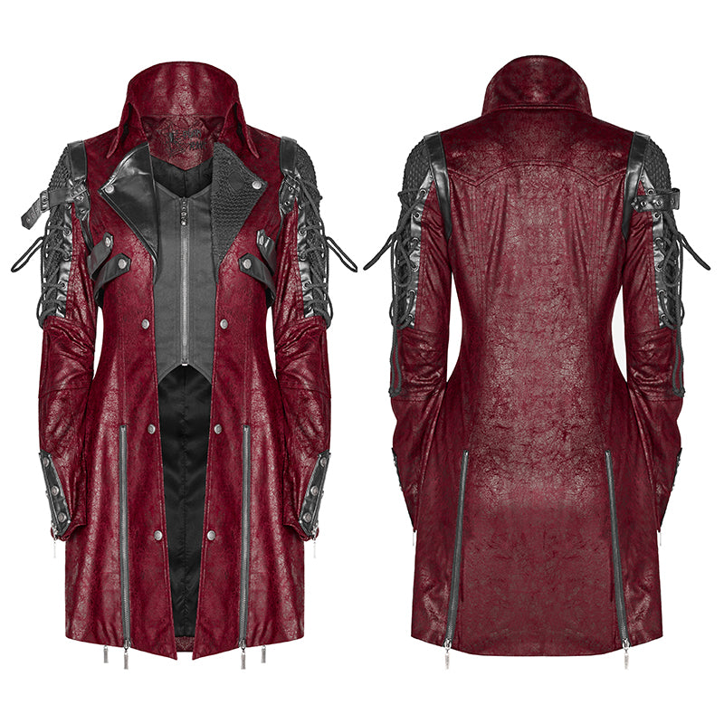 Popular Punk Rave Jacket Y-349 Studded Special Hot Fit Leather Long Gothic Coat